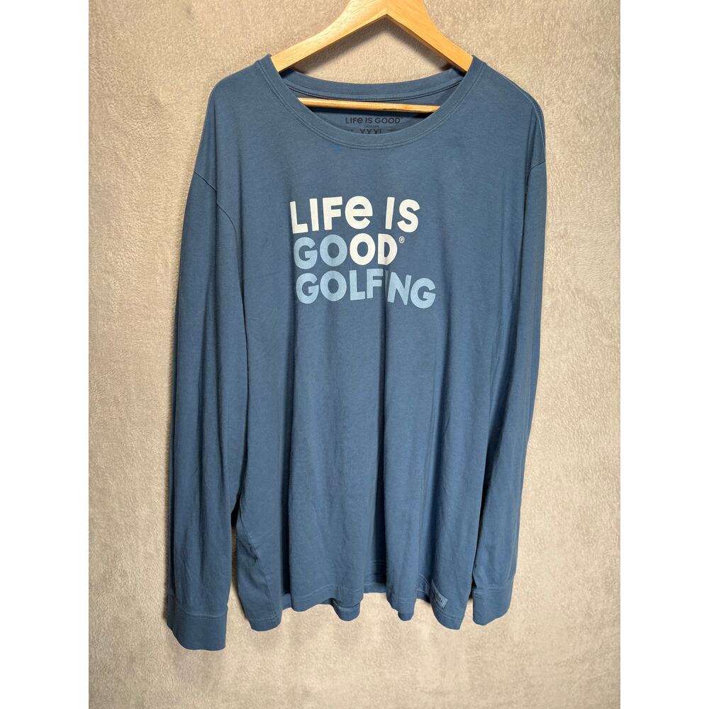Life is Good Long Sleeve T-Shirt Blue "Go Golfing” Golf‎ Crusher Tee Men's XXXL